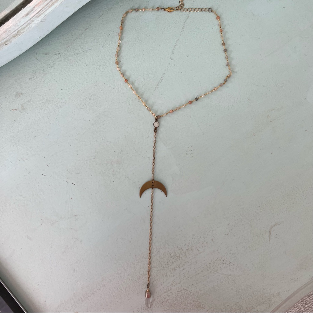 Layered Crescent Crystal Necklace